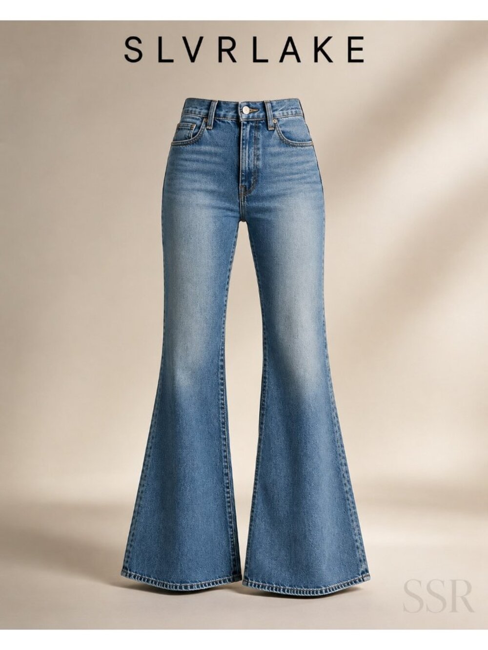 NWT SLVRLAKE Indiana Flare Jeans Monday Blues Size 26 Made in USA 100% Cotton Hi